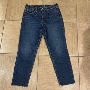 Classic Blue Women's old navy high rise OG straight Jeans with raw hem
